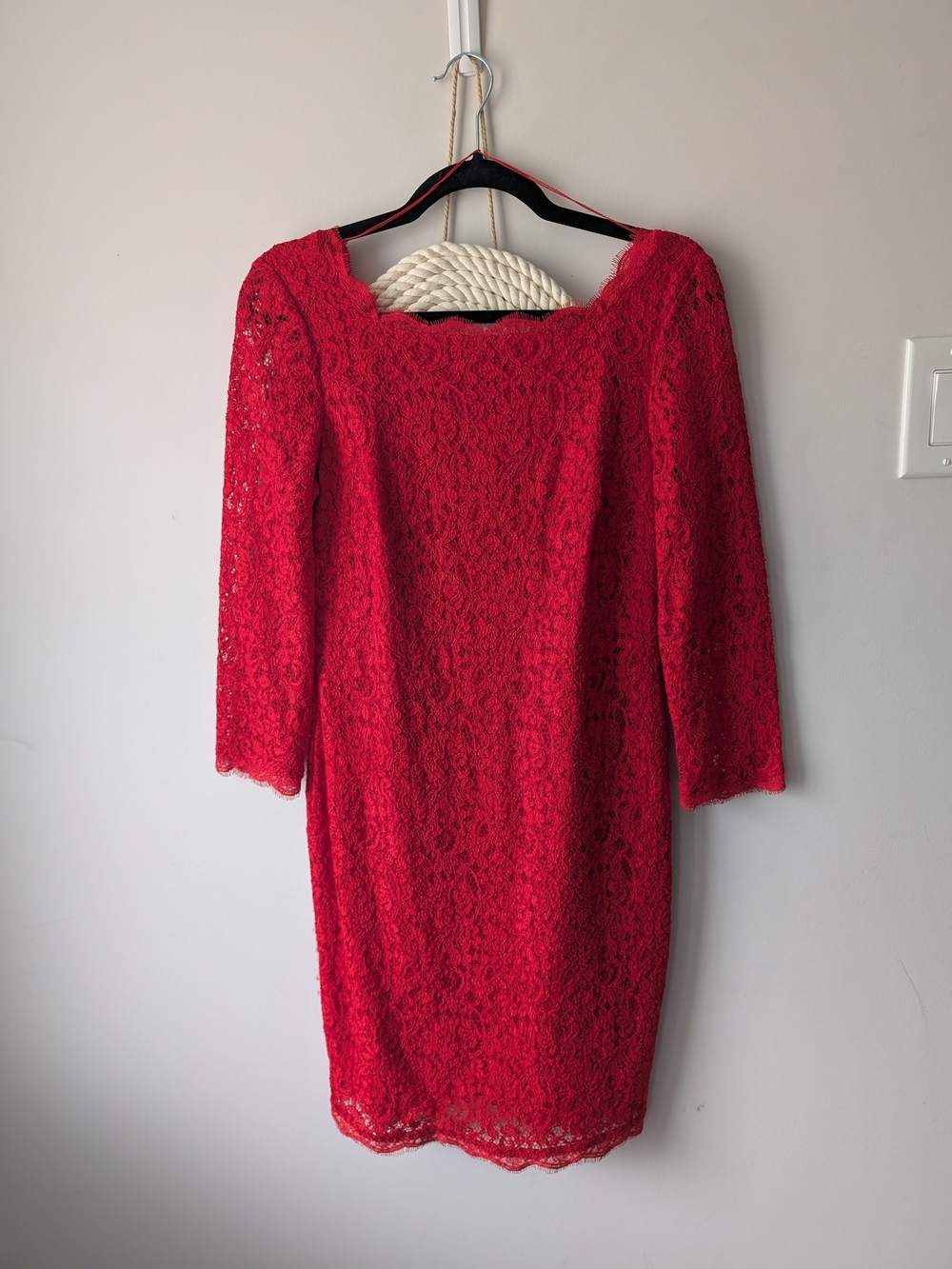 Adrianna Papell Red Lace Sheath Dress